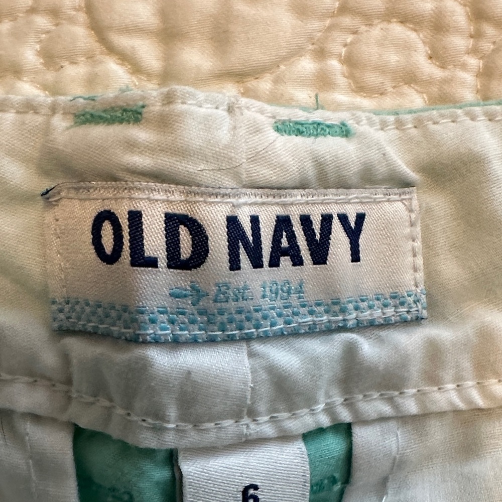 Old Navy Mint Green Shorts with Pink Flamingo Embroidery - Picture 2 of 6